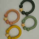 Plain Silicone Teether with Wooden Ball