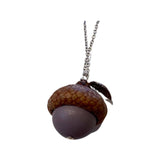 Hand Painted Acorn Necklace with Real Acorn Cap - Mauve