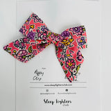 Poppy Bow Hair Clip - Liberty Bright Pink