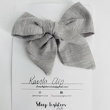 Kayla Bow Hair Clip - Grey