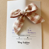 Poppy Bow Hair Clip - Pink Gingham