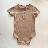 Ribbed Caramel Bodysuit Short Sleeve