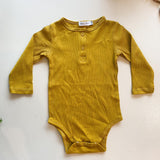 Ribbed Mustard Bodysuit Long Sleeve