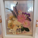 Pressed floral art frame- pop of pansy
