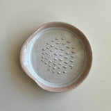 White Speckled Grater with Blush Pink Rim
