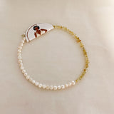 Half Freshwater Pearl  + Half Citrine Necklace