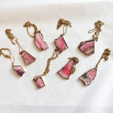 Rhodochrosite Irregular Shaped Pendent with Gold Plated Frame
