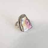 Porcelain China Pastels  Sterling Silver Ring - Made in NZ