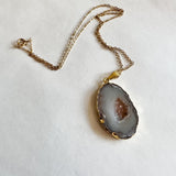Oco Geode Pendent  Gold Plated Frame with Gold Plated Chain