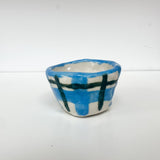 Handmade Pinch Pot Blue Checkered