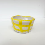 Handmade Pinch Pot Yellow Checkered