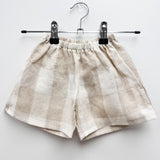 Linen Shorts  - Natural Checkered