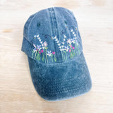Adults Green Floral Embroidered Hat