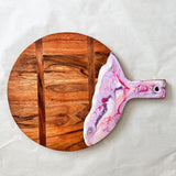 Resin/Wooden Cheese Board - Purple/Pinks/White