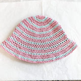 “Cotton Pōtae”. (Crochet Adult Hat) - Pink / Light Blue