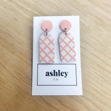 Grey/Pink Checkered Arch Earrings