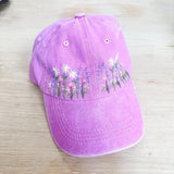 Adults Pink Floral Embroidered Hat