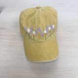 Kids Mustard Floral Embroidered Hat