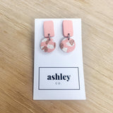 Pink Splotchy Double Drop Earrings