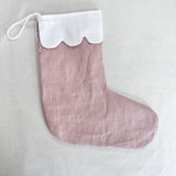 Linen Christmas Stocking - Blush Pink - Plain or Embroidered
