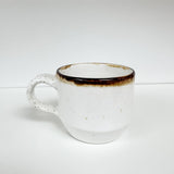 Speckled White Cup Brown Rim