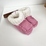 Hand Knitted Booties - Pink/Cream