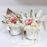 Petite dried flower pot- Blush Pink + White