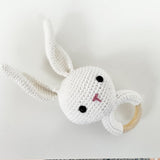Handmade Crochet Rattle - White