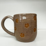 Large Handmade Round Mauve Speckled Mug with Daisies