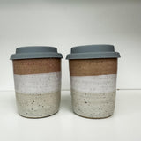 Handmade Espresso Keep Cups - Blush Pink/Speckled White