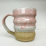 Handmade Pink Speckled Beige/Pink Wave Mug