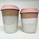 Handmade Keep Cups -Pink/Speckled White