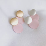 Gold Brushed Round Drops - Pink