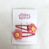 Pink Flower Clips