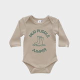 LONG SLEEVE BODYSUIT - MUD PUDDLE JUMPER - GREY