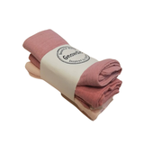 Muslin Cloths (3 Pack) Peach/ mid pink/rose pink