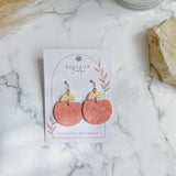 Adeline/Coral Circle Dangle + Gold Ear Wire/Handmade Clay Earrings