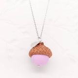 Hand Painted Acorn Necklace with Real Acorn Cap - Blush Pink