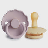 Frigg Daisy Pacifier Silicone or Rubber - Soft Lilac/Pale Daffodil